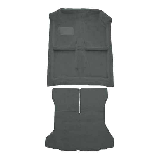Illustration of 1988-1989 Mazda 323 3DR Hatchback complete Cutpile Molded Carpet - 2 Piece in 877 Dove Gray / 8292, digitally recolored from the ACC supplier photo.