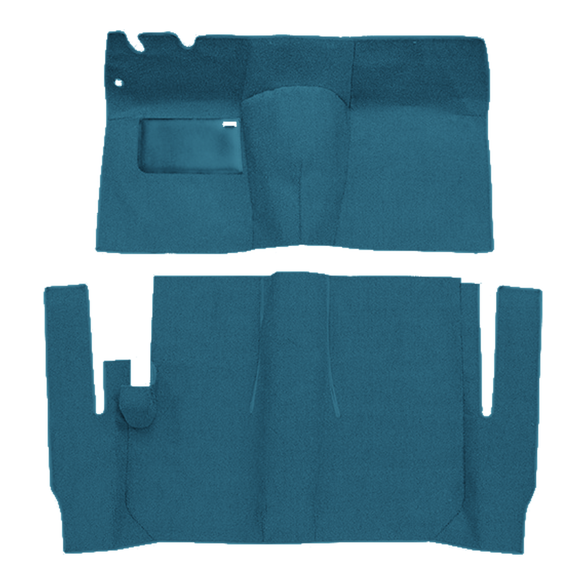 Illustration of 1957 Ford Sunliner 2DR Convertible Power Seats Cut & Sewn Loop Carpet - 2 Piece in 06 Ford Blue, digitally recolored from the ACC supplier photo.