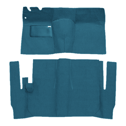 Illustration of 1957 Ford Sunliner 2DR Convertible Power Seats Cut & Sewn Loop Carpet - 2 Piece in 06 Ford Blue, digitally recolored from the ACC supplier photo.