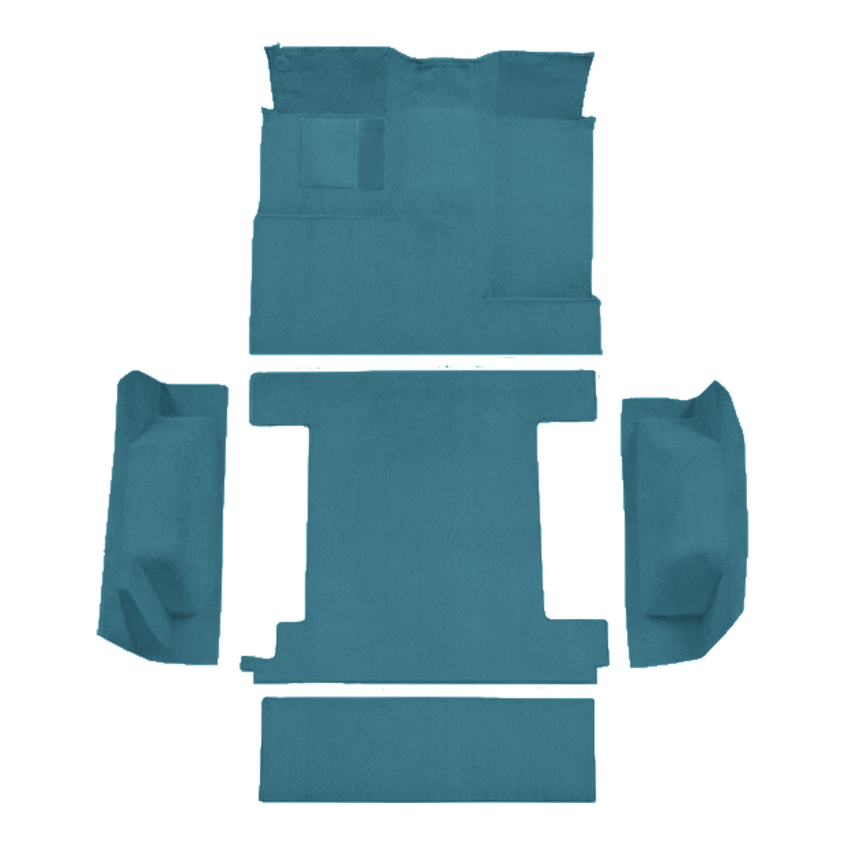 1966-1973 Ford Bronco 1 Tank Complete w/o Tailgate Lock Loop Molded Replacement Carpet Kit - 5-Piece - product image