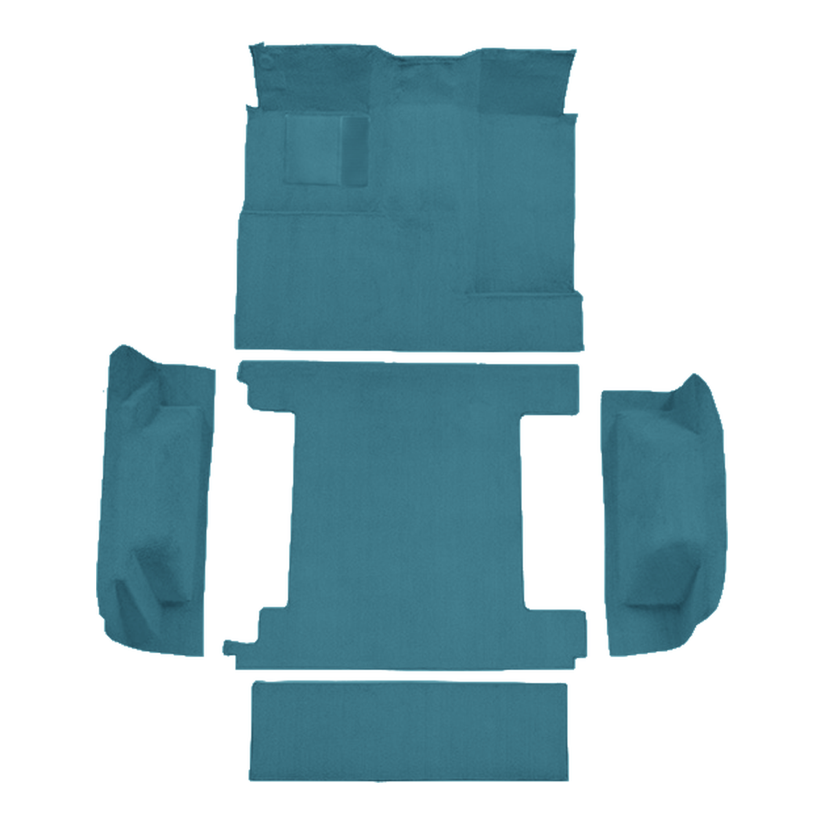 1966-1973 Ford Bronco 2 Tanks Complete w/o Tailgate Lock Loop Molded Replacement Carpet Kit - 5-Piece - product image