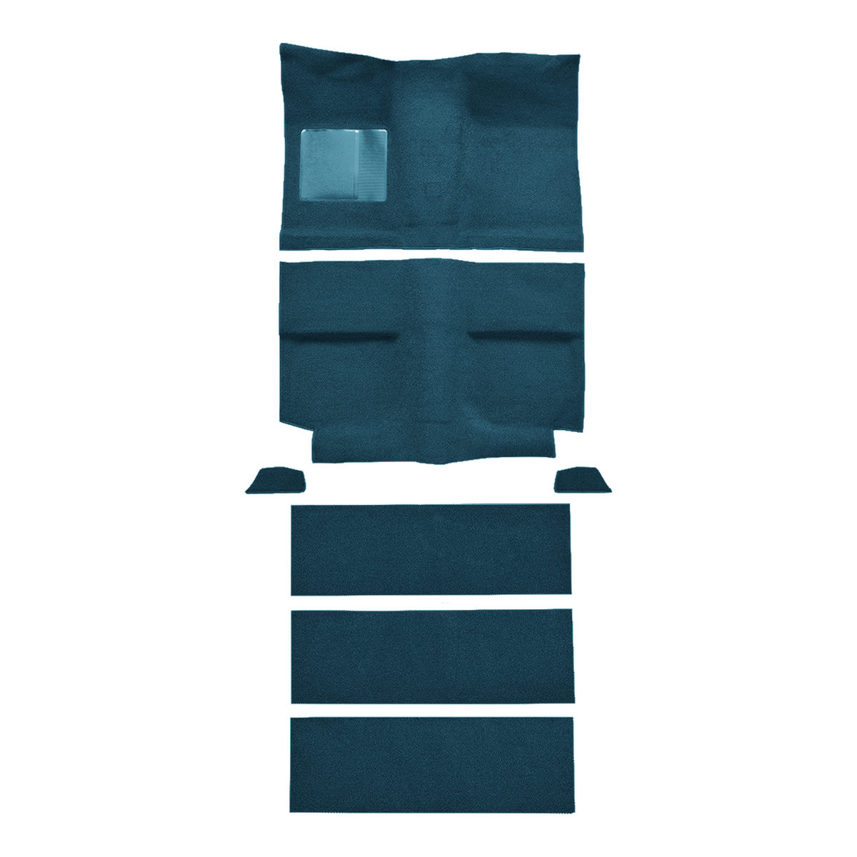 1964 Ford Mustang Fastback w/ Folddowns w/o Shifter Hole Nylon Molded Replacement Carpet Kit - 7-Piece - product image