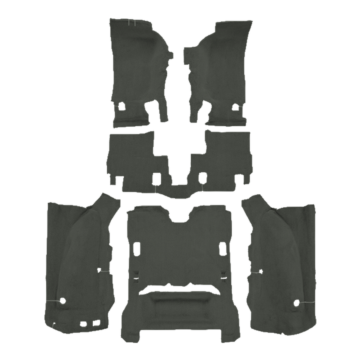 2007-2010 Jeep Wrangler 2DR Complete Cutpile Molded Replacement Carpet Kit - 6-Piece - product image