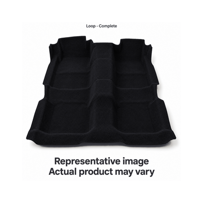 Representative illustration of 1961-1965 International Scout 80 2WD Auto/Manual Column Shift 6 Cylinder Complete Loop Molded Carpet - 2 Piece in 01 Black. Actual product may vary.