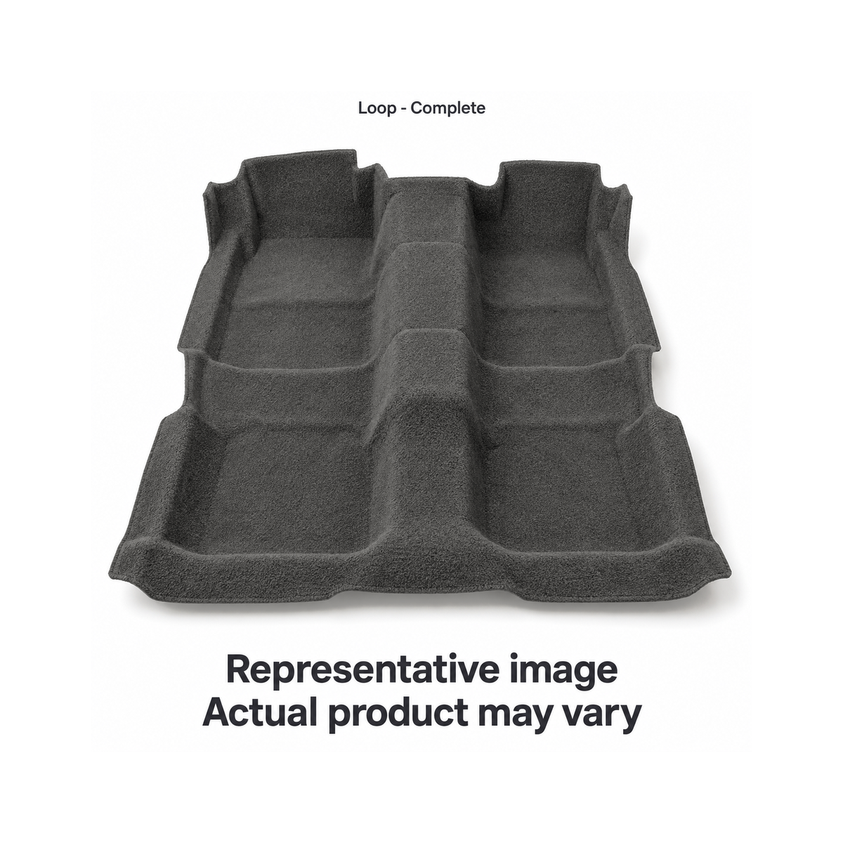 Representative illustration of 1970-1971 Mercury Cyclone GT Auto with Console Floor Shift with 2 Gray Inserts Loop Molded Carpet - 2 Piece in 22 Gunmetal Gray. Actual product may vary.