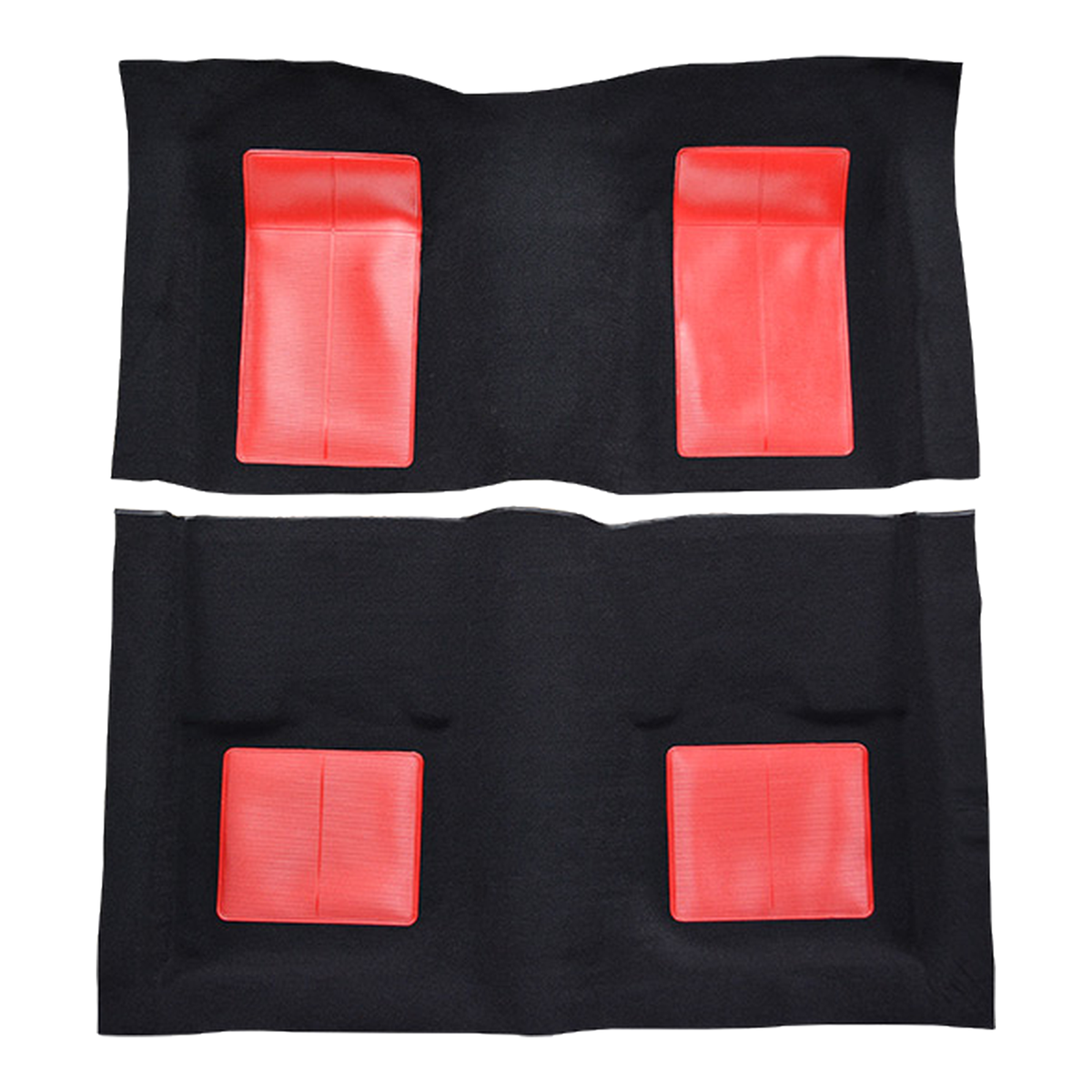 1969 Ford Mustang Mach I w/ 4 Red Ins w/o Shifter Cut FB Nylon Molded Replacement Carpet Kit - 2-Piece - product image