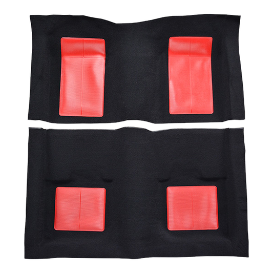 1969 Ford Mustang Mach I w/ 4 Red Ins w/o Shifter Cut FB Nylon Molded Replacement Carpet Kit - 2-Piece - product image