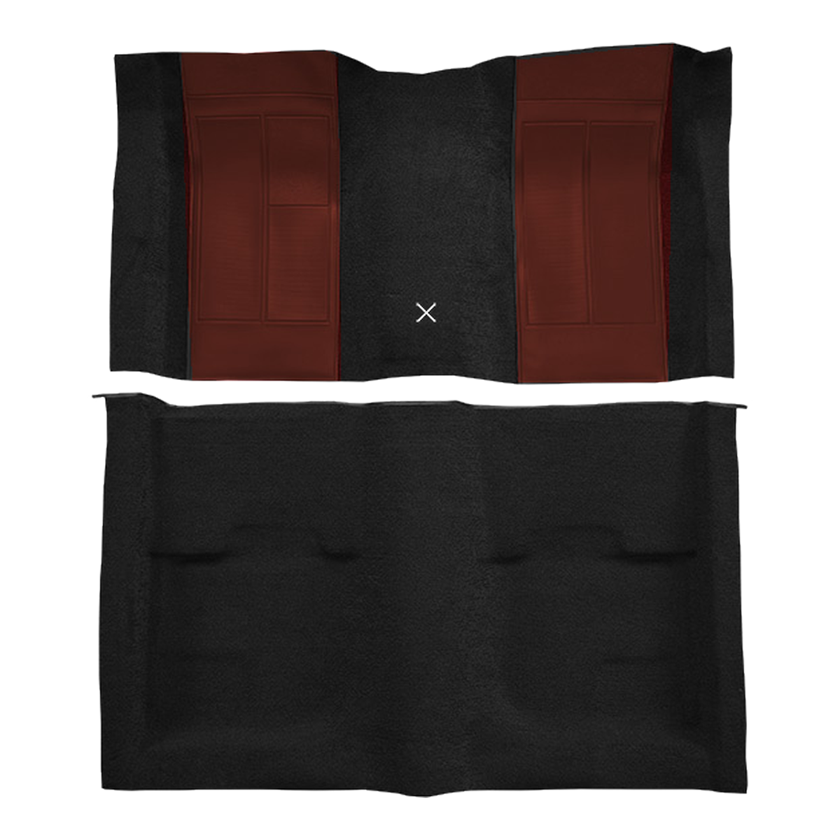 1970 Ford Mustang Mach 1 w/ 2 Maroon Ins w/ Shift Cut FB Nylon Molded Replacement Carpet Kit - 2-Piece - product image