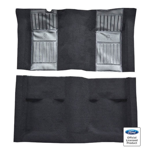 1971-1973 Ford Mustang Mach 1 w/ 2 Black Pony Ins w/o Shift Cut Nylon Replacement Carpet Kit - 2-Piece - product image
