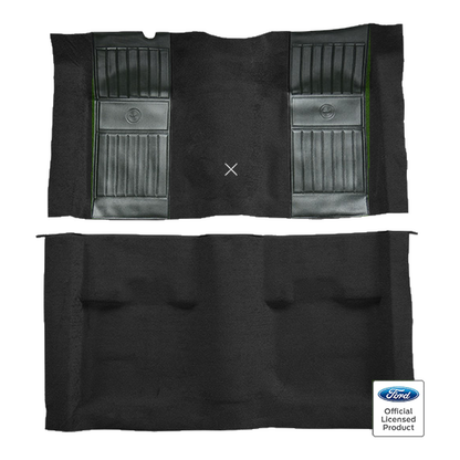 1971-1973 Ford Mustang Mach 1 w/ 2 Green Pony Ins w/ Shift Cut Nylon Replacement Carpet Kit - 2-Piece - product image