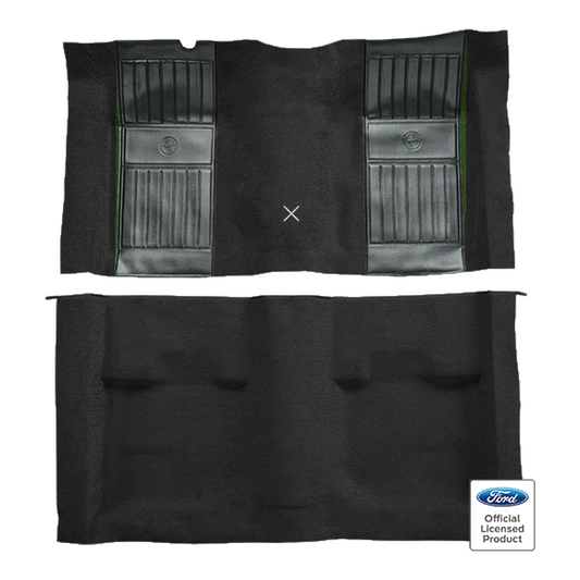 1971-1973 Ford Mustang Mach 1 w/ 2 Green Pony Ins w/ Shift Cut Nylon Replacement Carpet Kit - 2-Piece - product image