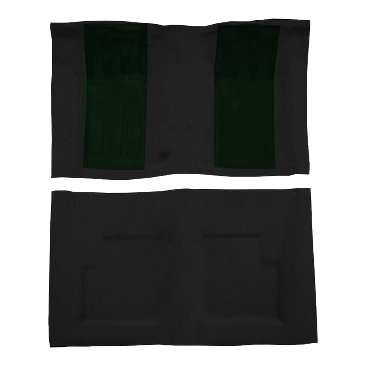 1969 Ford Torino GT 2DR Conv 4spd w/ 2 Dark Green Inserts Loop Molded Replacement Carpet Kit - 2-Piece - product image