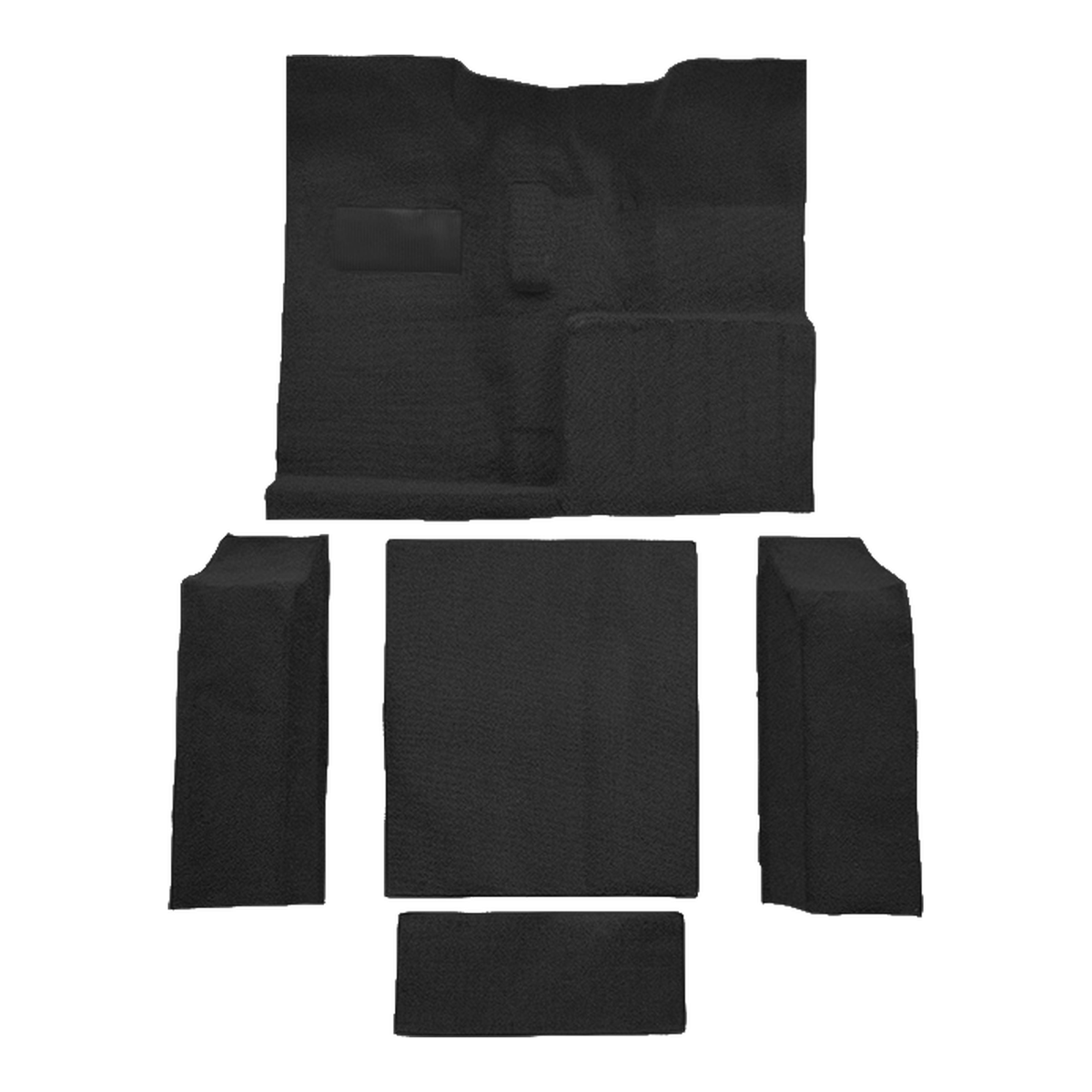 Illustration of 1959-1973 Jeep CJ5 ACC Loop molded carpet in 01 Black, digitally recolored from t...