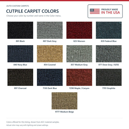 ACC Cutpile color options for this listing - Proudly Made in the USA