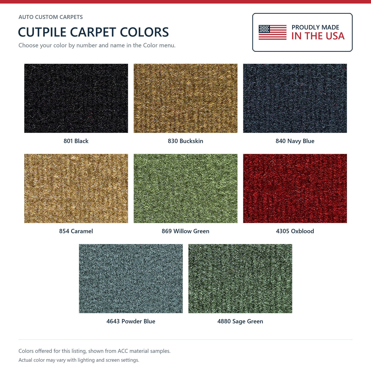 1974 Chevrolet Chevelle Malibu 2DR Auto Cutpile Molded Replacement Carpet Kit - 2-Piece - product details image 9
