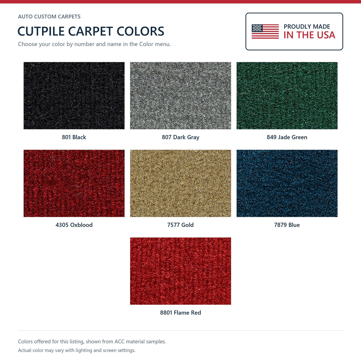1978-1979 Ford Bronco Complete without Wheel Wells Cutpile Molded Replacement Carpet Kit - 2-Piece - product details image 9
