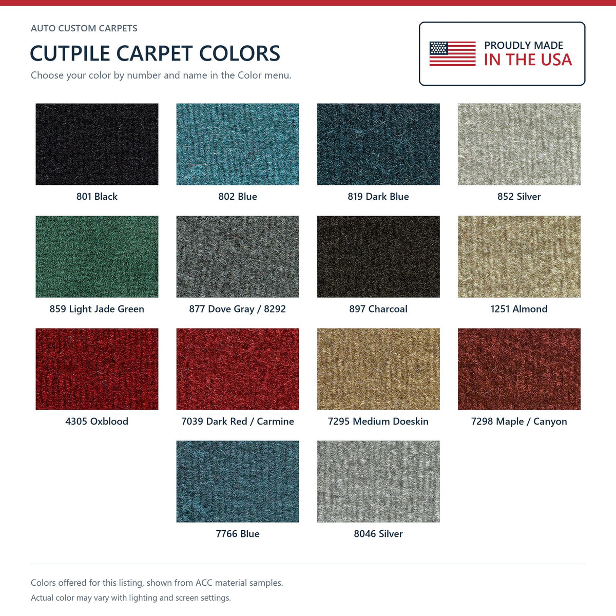 1979-1986 GMC C2500 Reg Cab Ins on Cardbd w/Vents Dr Panel Cutpile Replacement Carpet Kit - 2-Piece - product details image 4