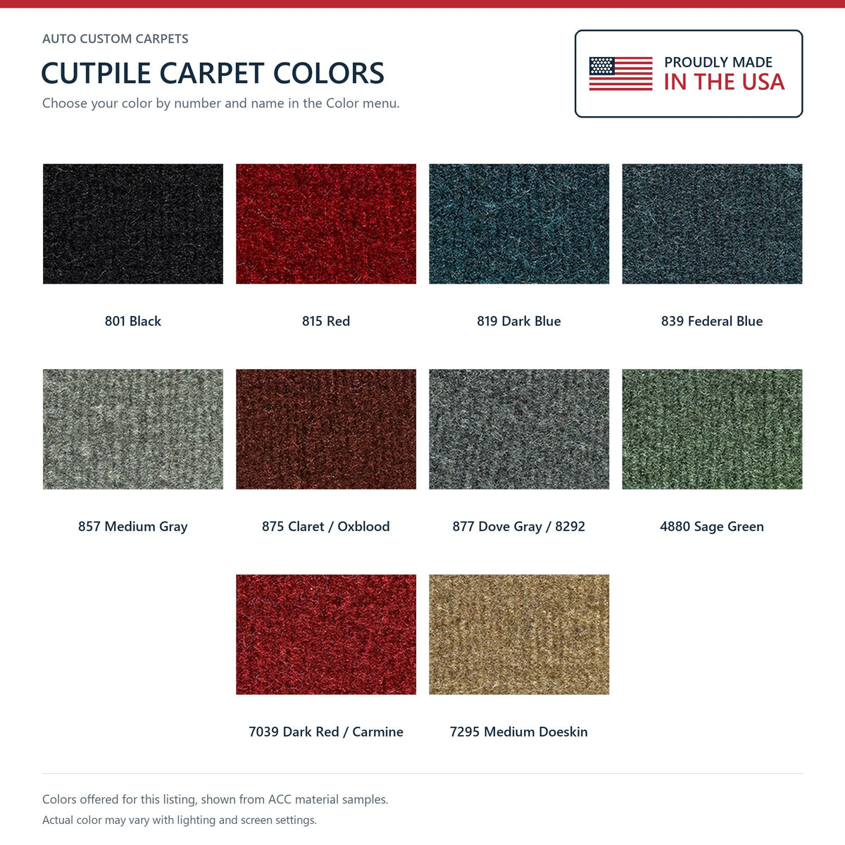 1986-1987 Oldsmobile Calais 4DR Cutpile Molded Replacement Carpet Kit - 1-Piece - product details image 9