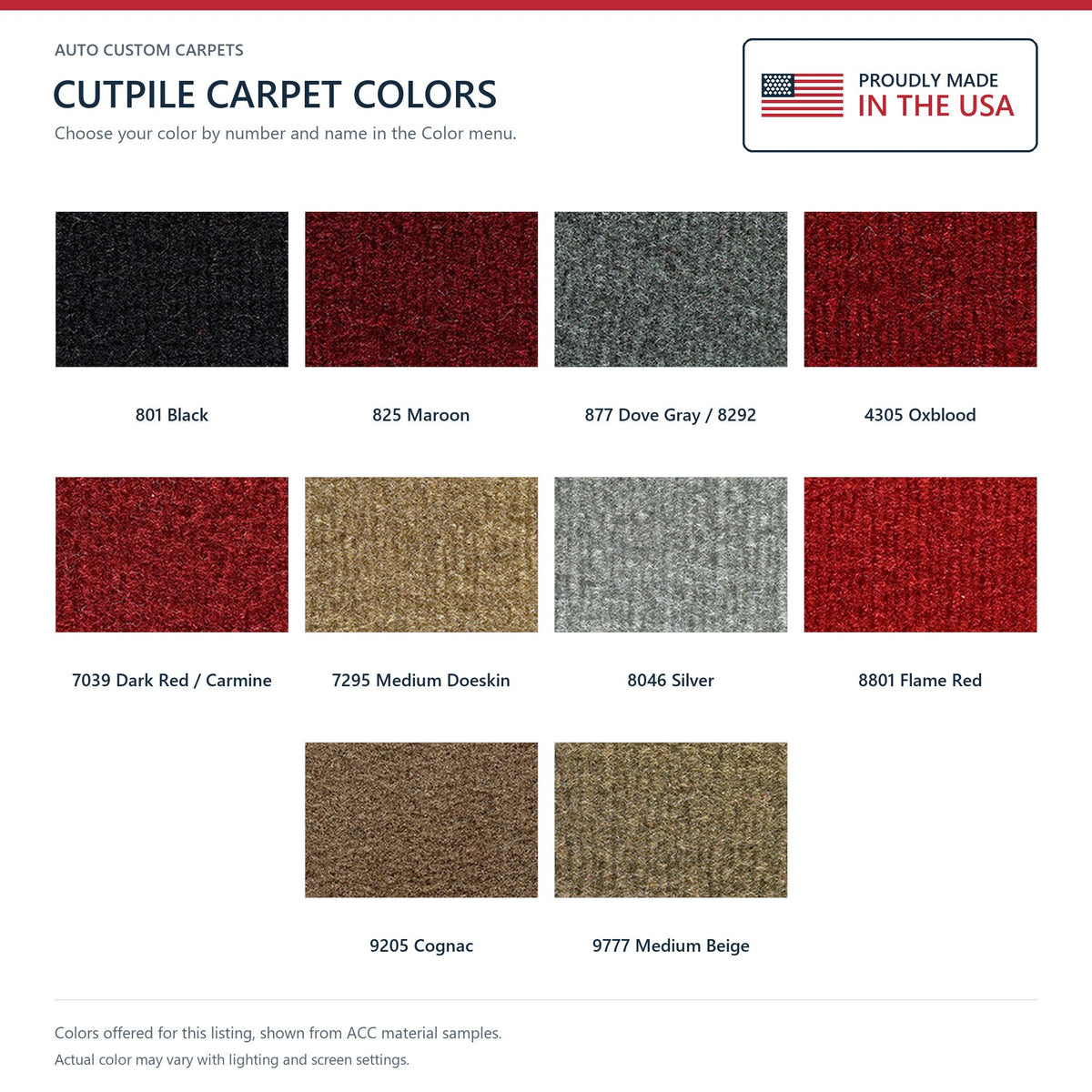 1988-1992 Chevrolet Camaro Door Panel Inserts Cutpile Replacement Carpet Kit - 2-Piece - product details image 5