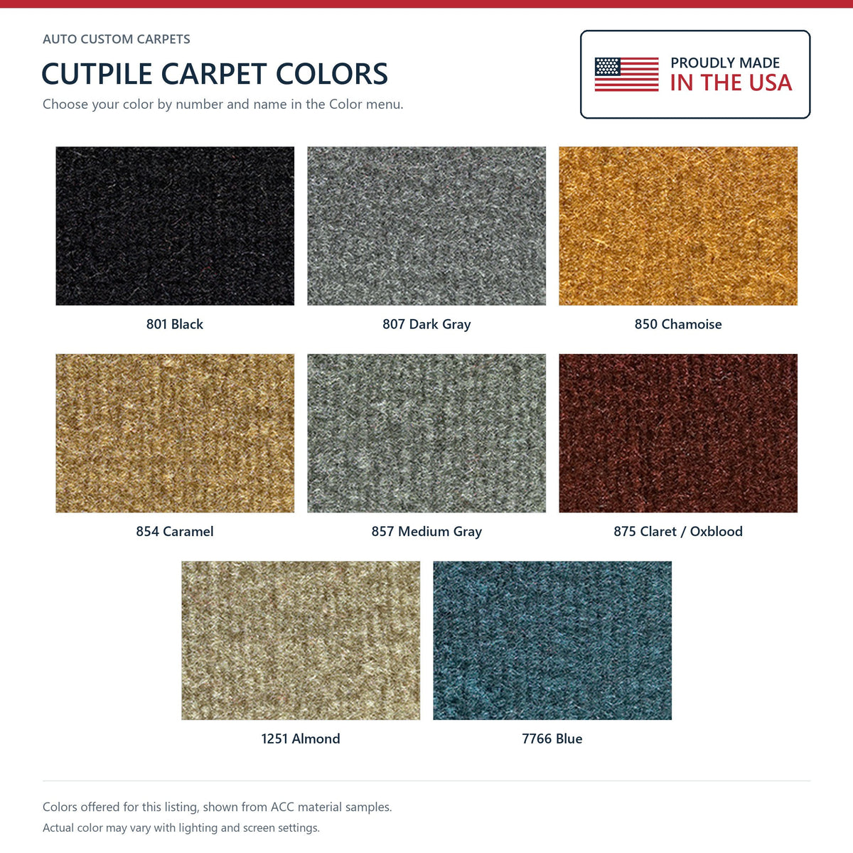1984-1991 Jeep Grand Wagoneer Cargo Area Cutpile Molded Replacement Carpet Kit - 7-Piece - product details image 6