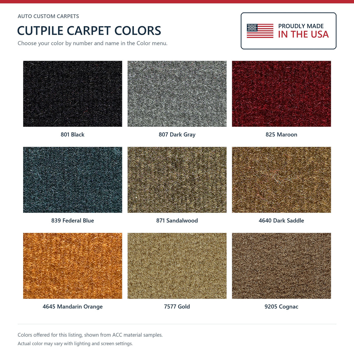 1986-1992 Jeep Comanche Reg Cab Full Floor Cutpile Molded Replacement Carpet Kit - 1-Piece - product details image 9