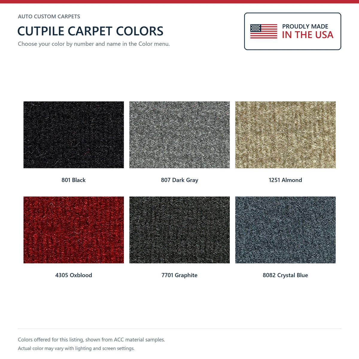 1985-1988 Dodge Colt 4DR Cutpile Molded Replacement Carpet Kit - 1-Piece - product details image 9