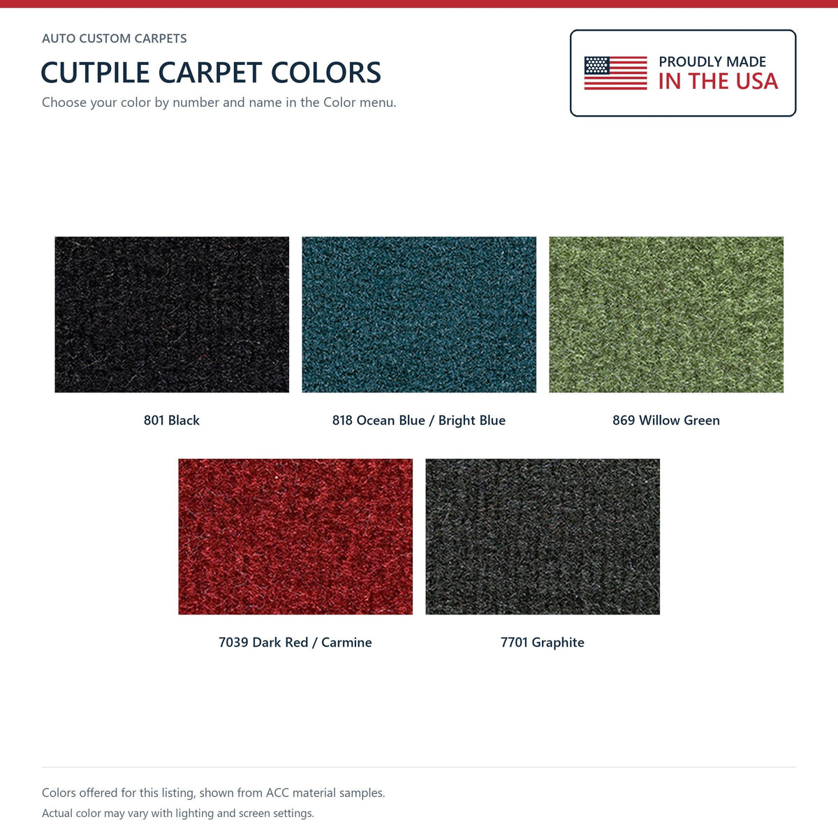 1969-1970 American Motors AMX Cargo Area Cutpile Replacement Carpet Kit - 3-Piece - product details image 6