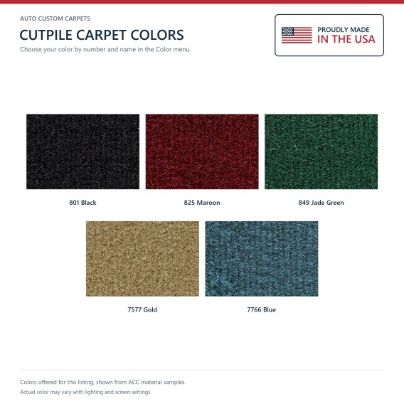 ACC Cutpile color options for this listing - Proudly Made in the USA