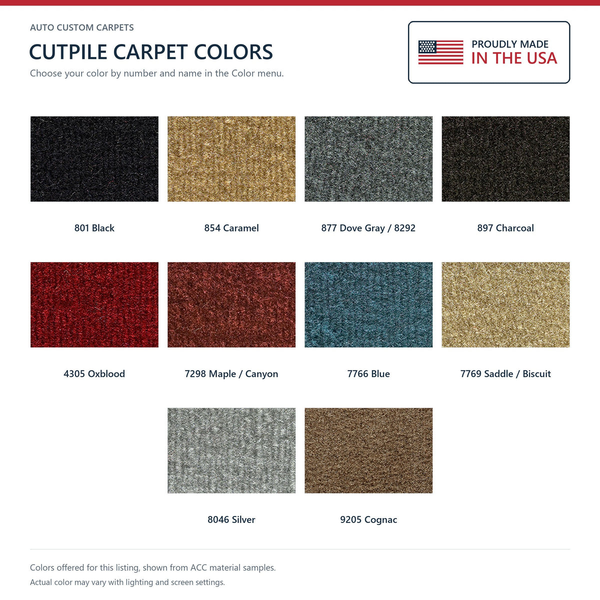 1987-1991 Chevy Blazer Door Panel Inserts on Cardbd w/Vents Cutpile Replacement Carpet Kit - 2-Piece - product details image 