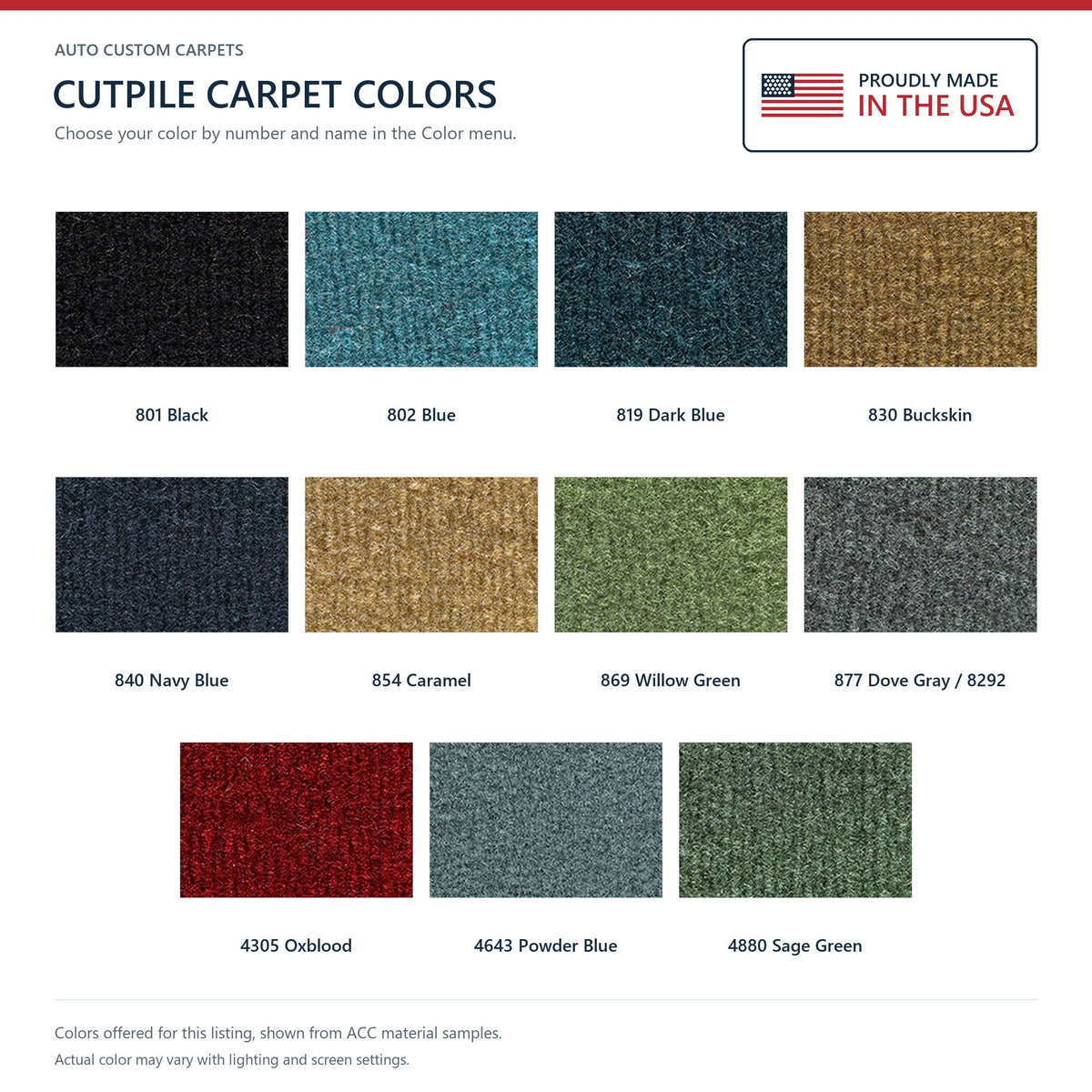 1974-1975 Chevrolet Monte Carlo 2DR Cutpile Molded Replacement Carpet Kit - 2-Piece - product details image 9