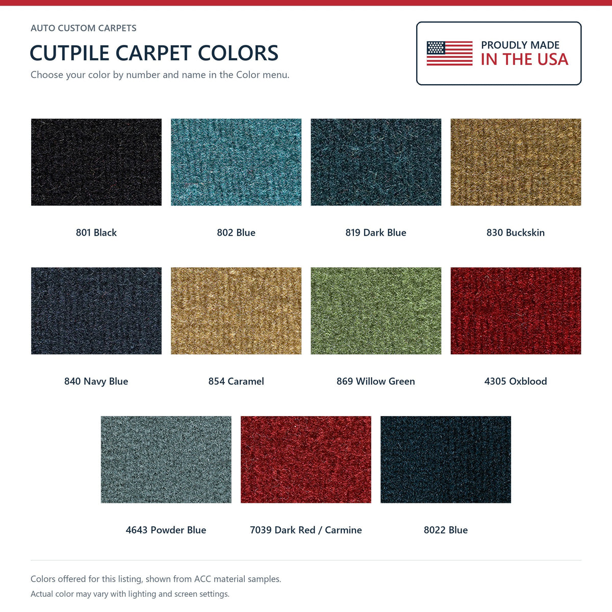 1974-1979 Oldsmobile Omega 4DR Cutpile Molded Replacement Carpet Kit - 2-Piece - product details image 9