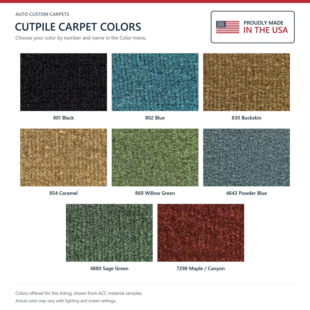 1976 Oldsmobile Cutlass Vista Cruiser 4DR Cutpile Molded Replacement Carpet Kit - 2-Piece - product details image 9