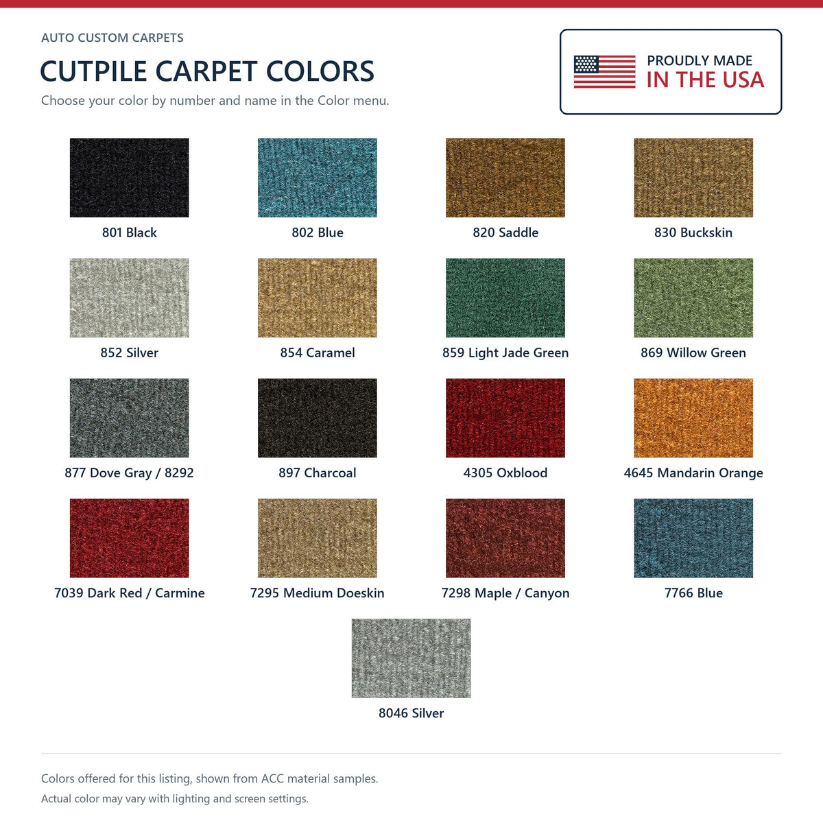 1975-1980 Chevy C10 Reg Cab 2WD Auto 400 Trans Column Cutpile Molded Replacement Carpet Kit - 1-Piece - product details image