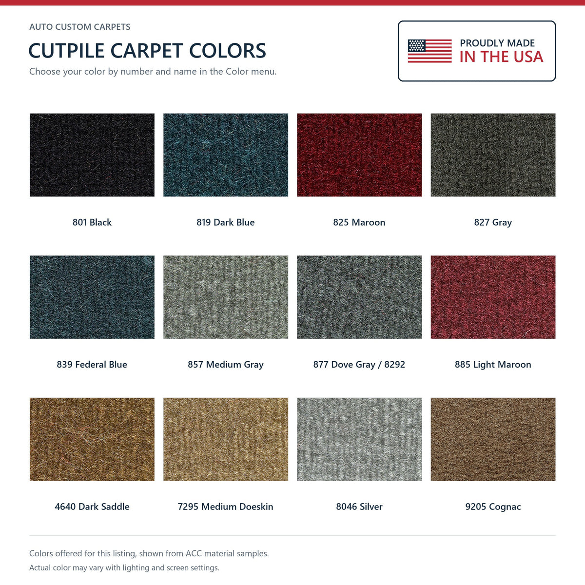 1989-1992 Cadillac Fleetwood 2DR Front Wheel Drive Cutpile Molded Replacement Carpet Kit - 1-Piece - product details image 9