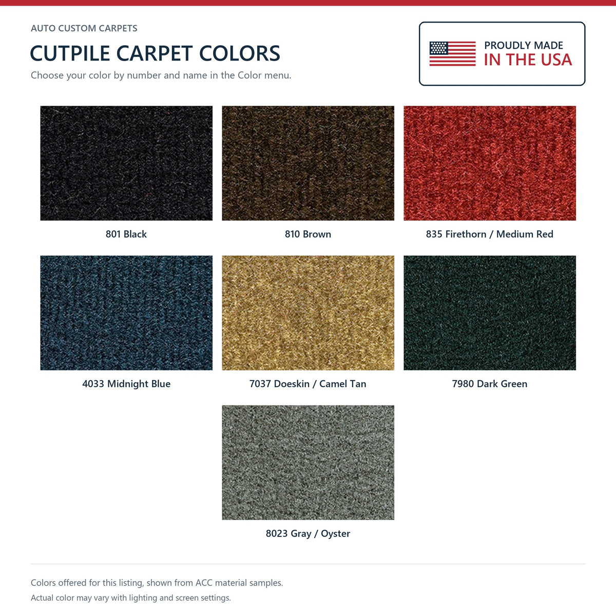 1979 Chevrolet Corvette Rear with 2 Compt Doors Cutpile Molded Replacement Carpet Kit - 11-Piece - product details image 8