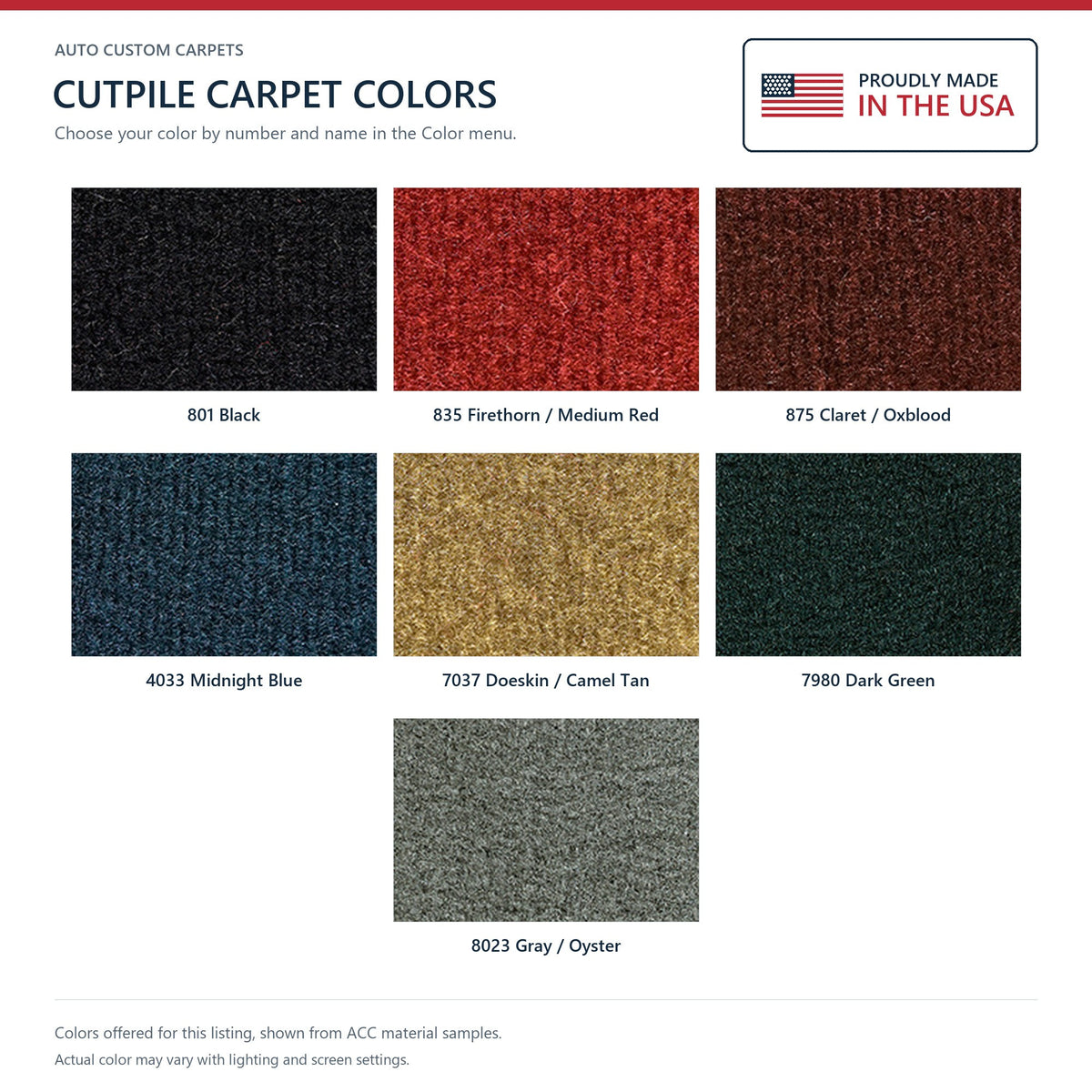 1980 Chevrolet Corvette Complete without Door Panels Cutpile Molded Replacement Carpet Kit - 17-Piece - product details image