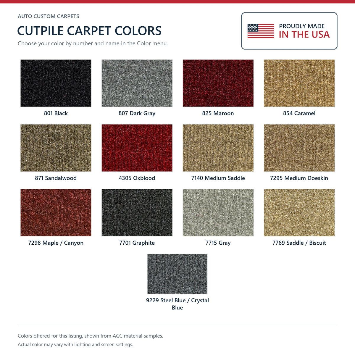 1987-1989 Dodge D100 Door & Kick Panel Inserts Cutpile Replacement Carpet Kit - 4-Piece - product details image 5