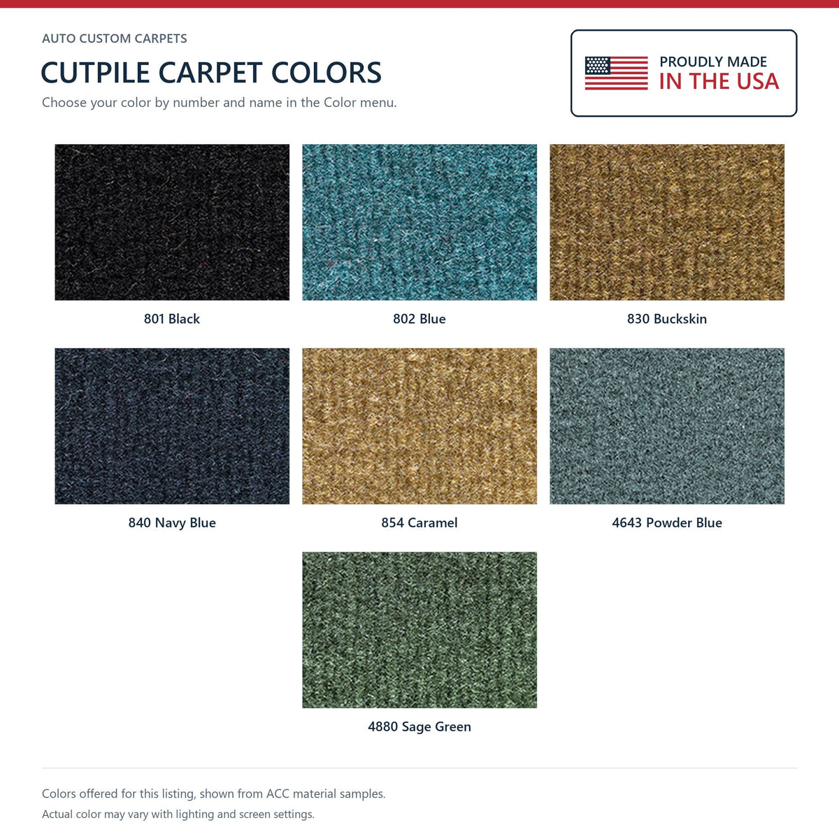 1976 Chevrolet Chevelle Malibu 2DR Cutpile Molded Replacement Carpet Kit - 2-Piece - product details image 9