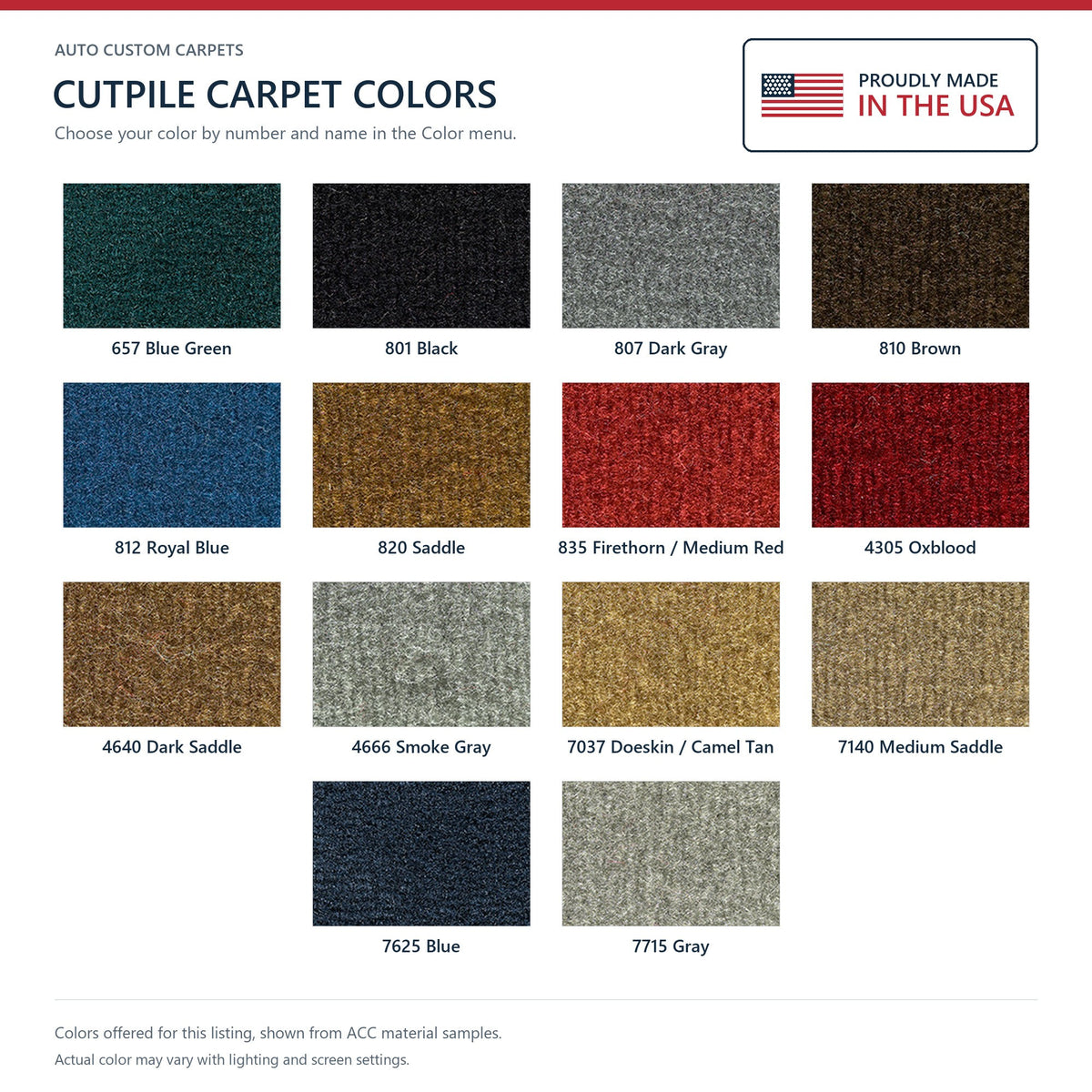 1971-1977 Chevrolet Corvette Auto Front with Pad Cutpile Molded Replacement Carpet Kit - 2-Piece - product details image 10