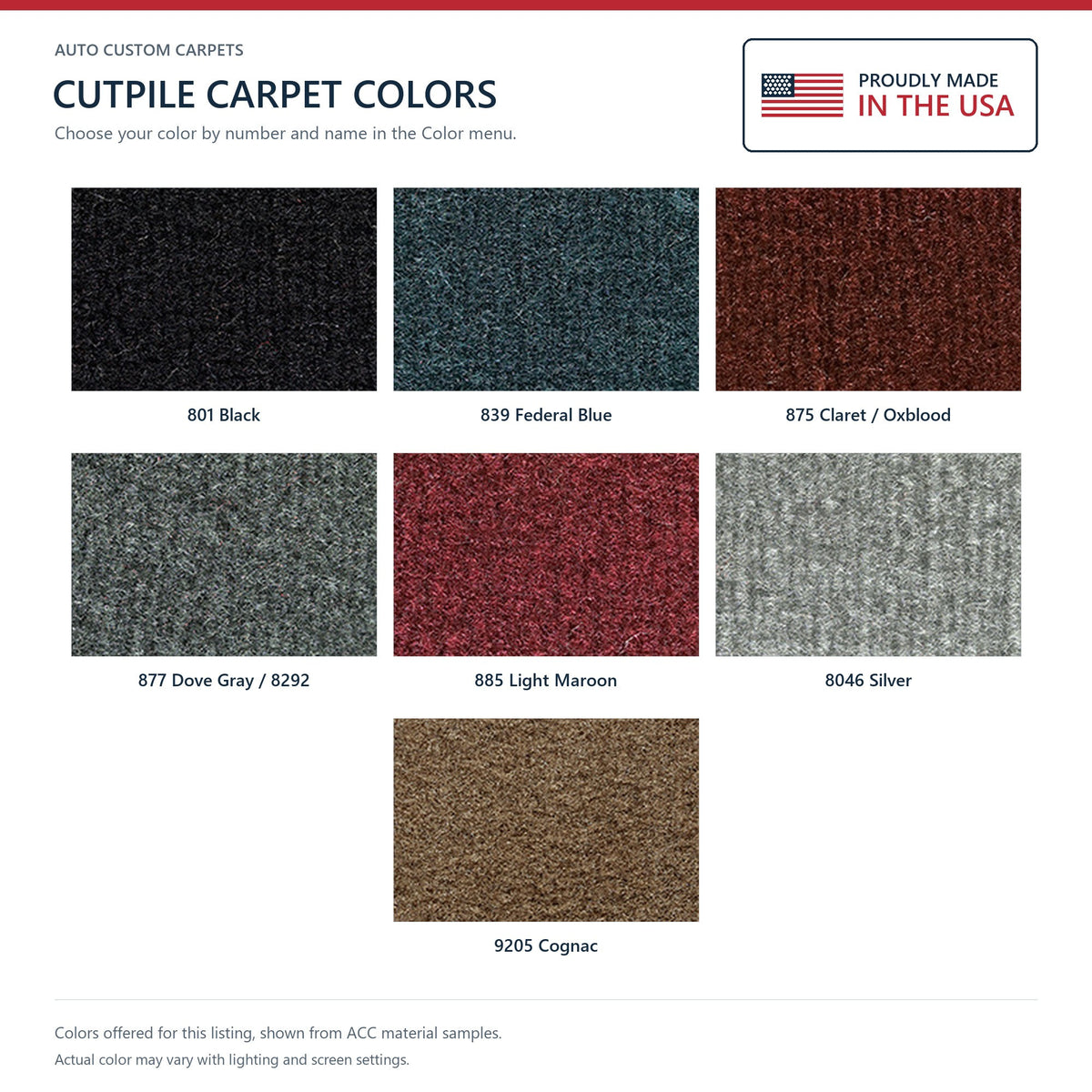 1988-1991 Oldsmobile Cutlass Calais 4DR Cutpile Molded Replacement Carpet Kit - 1-Piece - product details image 9