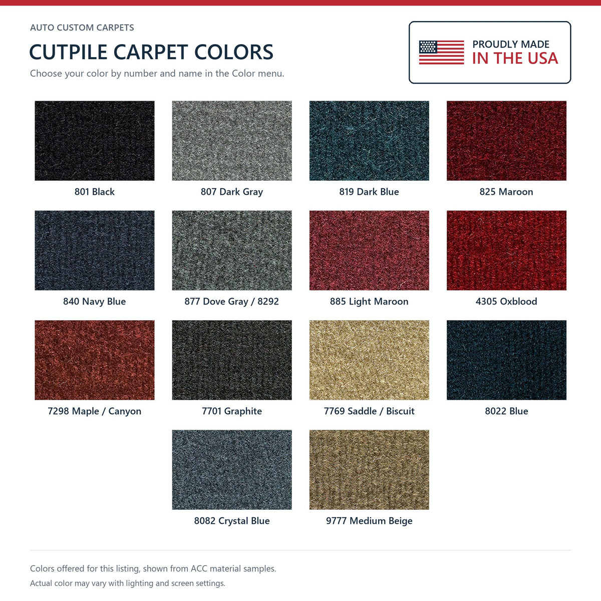 1989-1994 Chrysler LeBaron 4DR Front Wheel Drive Cutpile Molded Replacement Carpet Kit - 1-Piece - product details image 9