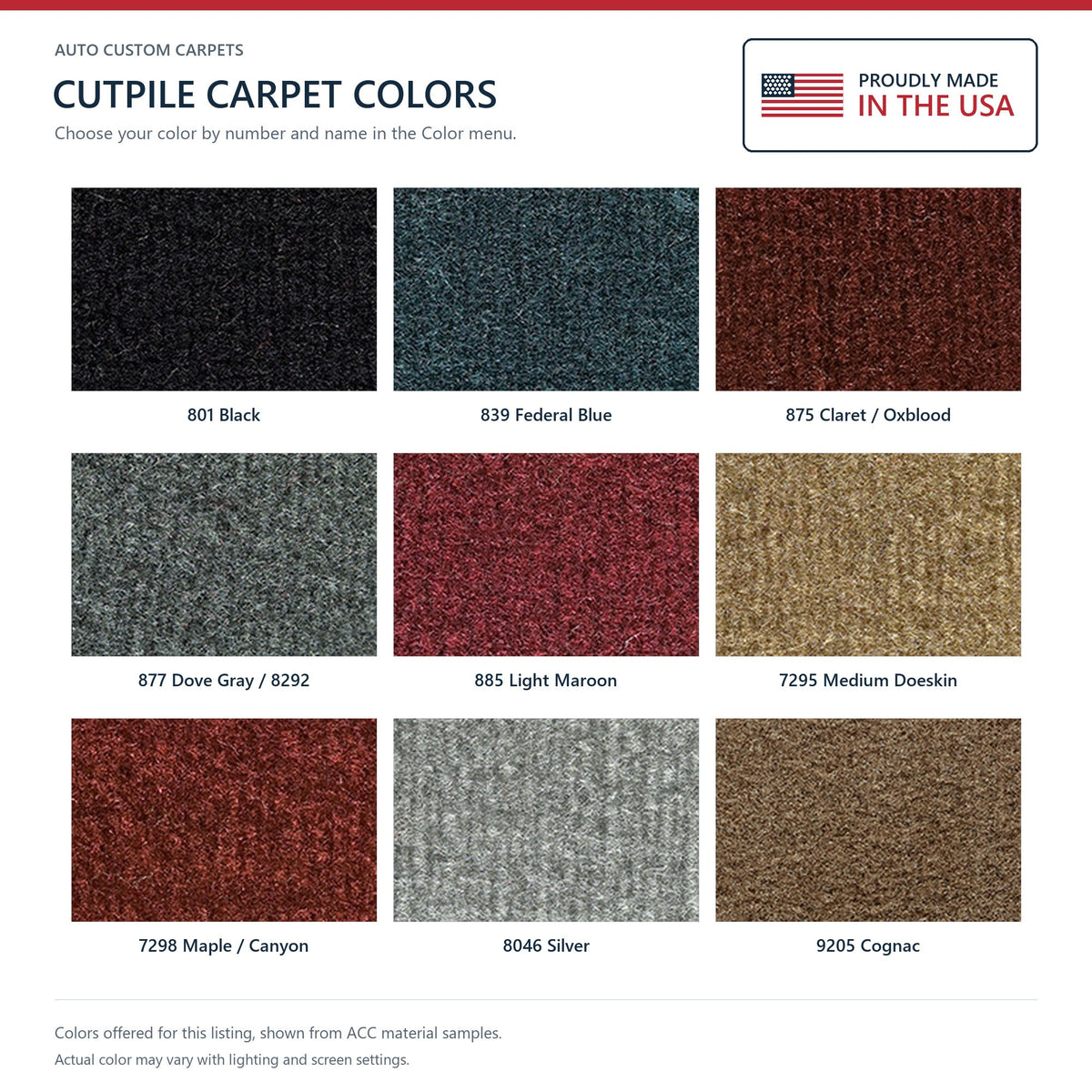 1988-1992 Oldsmobile Cutlass Supreme 2DR Front Wheel Drive Cutpile Replacement Carpet Kit - 1-Piece - product details image 9