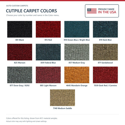 1985-1988 Cadillac DeVille 4DR Sedan Front Wheel Drive Cutpile Molded Replacement Carpet Kit - 1-Piece - product details imag