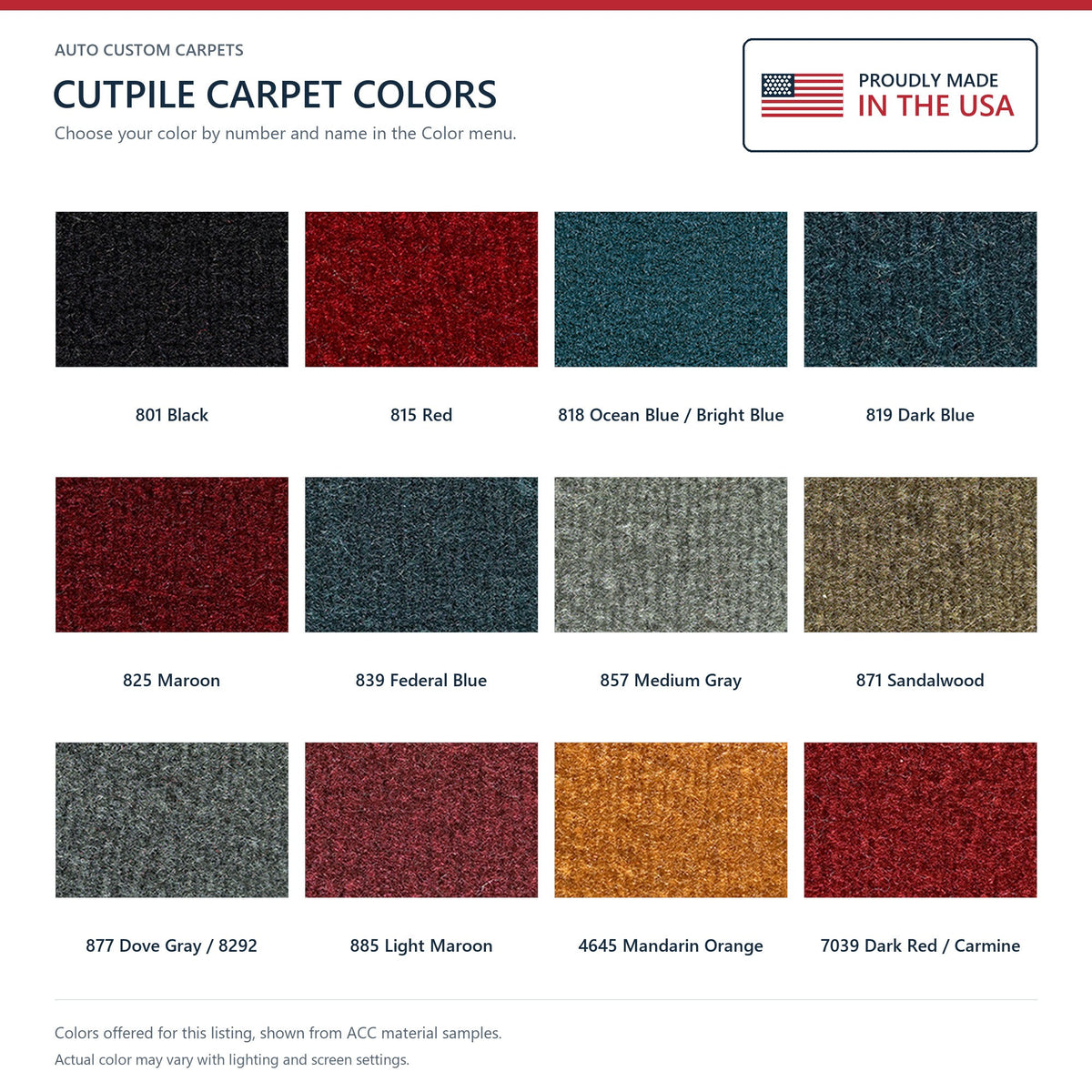 1985-1987 Buick Electra Park Avenue 2DR Front Wheel Drive Cutpile Replacement Carpet Kit - 1-Piece - product details image 9