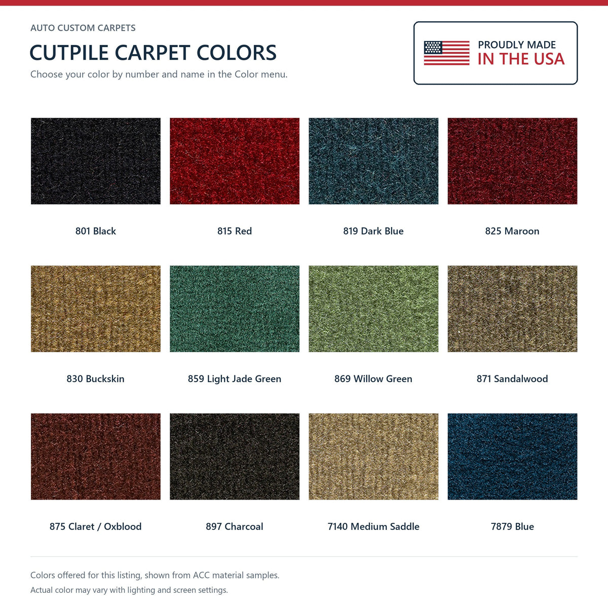 1974-1976 Ford Bronco 1 Tank w/ Tailgate Lock Cargo Area Cutpile Replacement Carpet Kit - 4-Piece - product details image 7