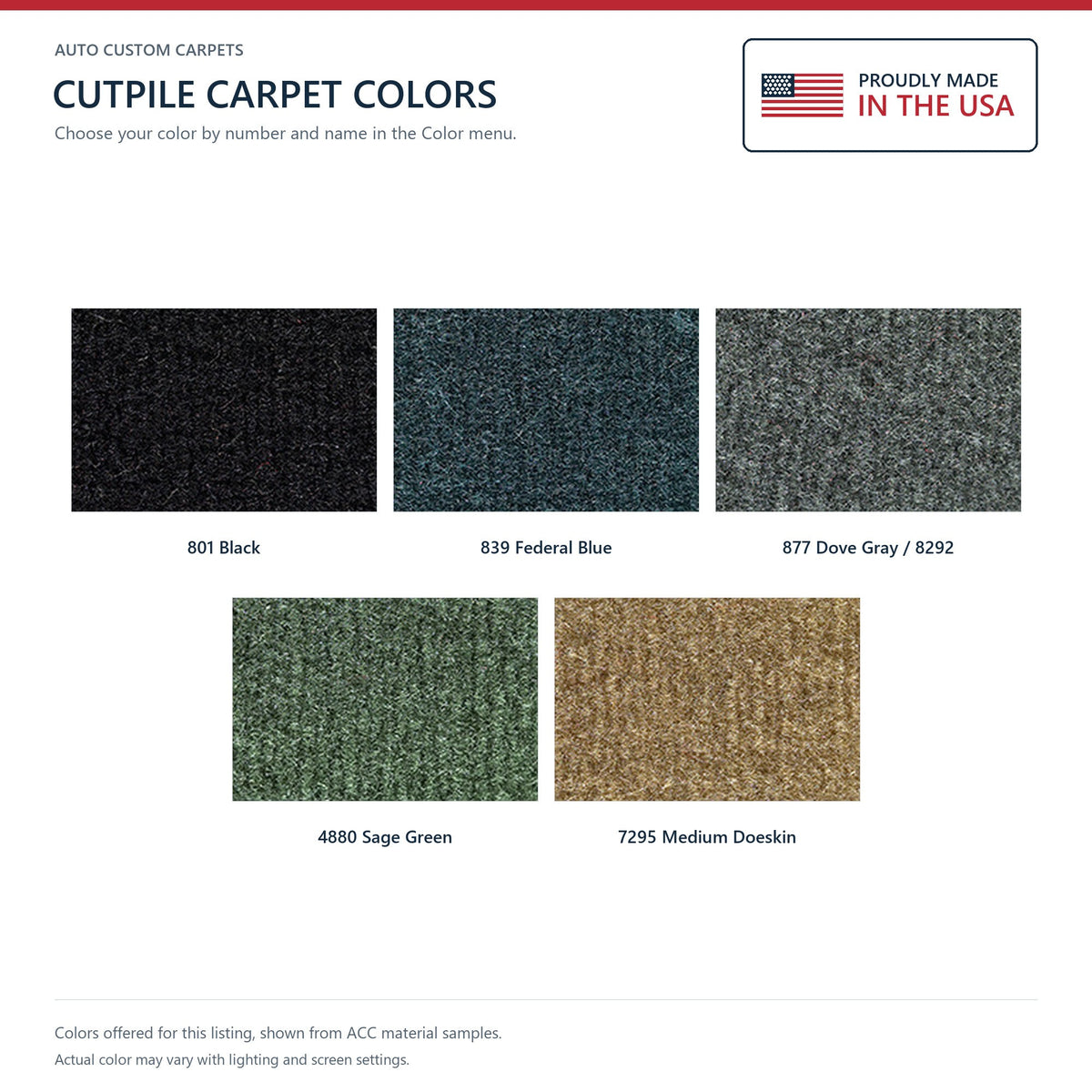1987 GMC Caballero Complete Cutpile Molded Replacement Carpet Kit - 5-Piece - product details image 9
