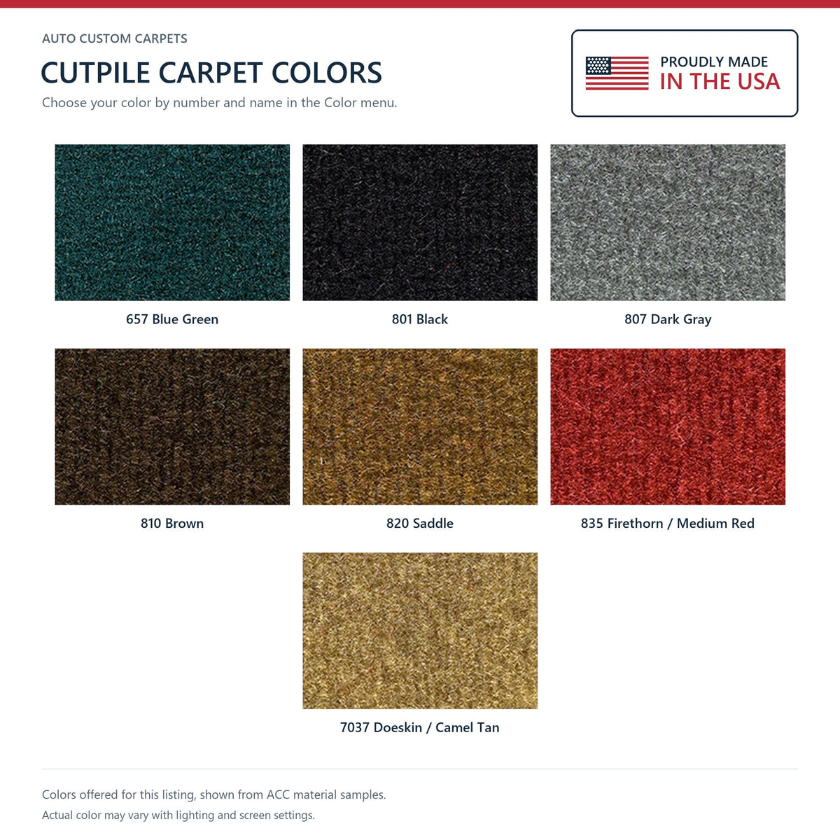 1976 Chevrolet Corvette Complete with Pad Cutpile Molded Replacement Carpet Kit - 11-Piece - product details image 10