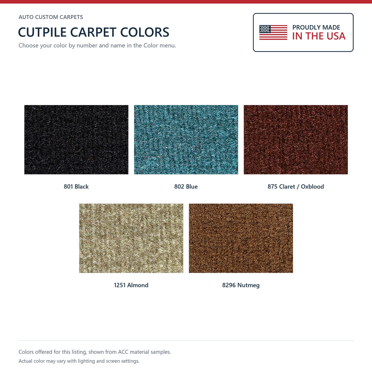1981-1983 American Motors Eagle SX4 2DR Lift Back Complete Cutpile Replacement Carpet Kit - 6-Piece - product details image 9