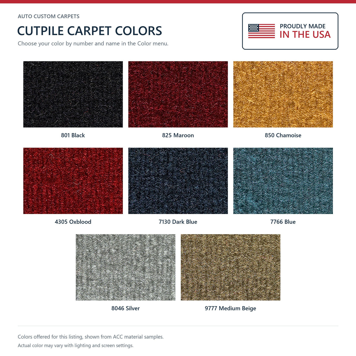 1980-1982 Ford Thunderbird 2DR Cutpile Molded Replacement Carpet Kit - 1-Piece - product details image 9
