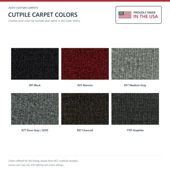 ACC Cutpile color options for this listing - Proudly Made in the USA